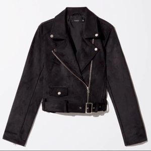ARITZIA TALULA MORTON FEAUX SUEDE MOTO JACKET SIZE SMALL